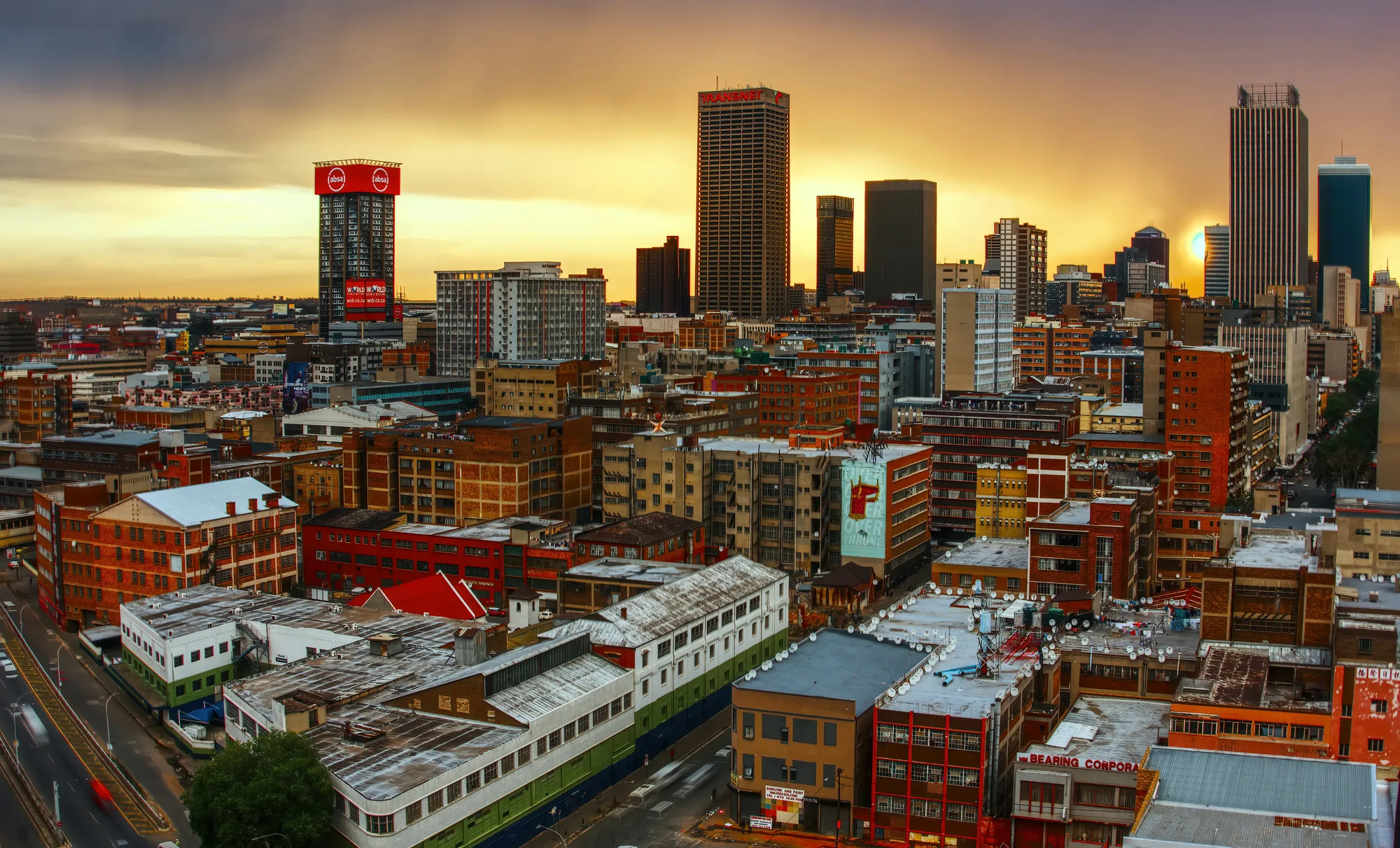 Johannesburg skyline at sunset